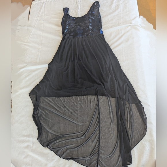 Asymmetrical Goth Blue and Black Cocktail Sundress _Candy Couture Size Medium - Picture 4 of 5